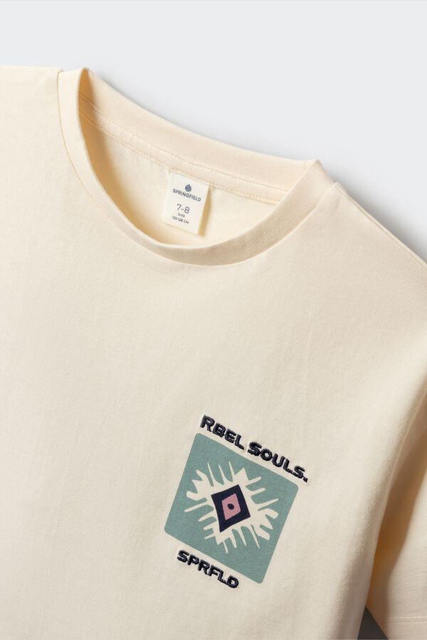 Springfield Kids Dečija etnička majica sa kratkim rukavima Bež