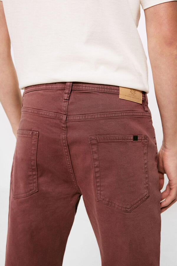 Springfield Uske isprane hlače u boji s 5 džepova bordo