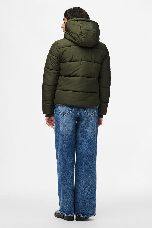 Pieces Puffer short coat with hood printed