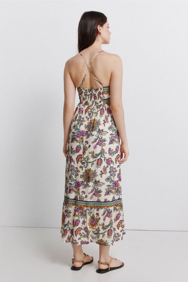 Springfield Printed cross-strap dress green