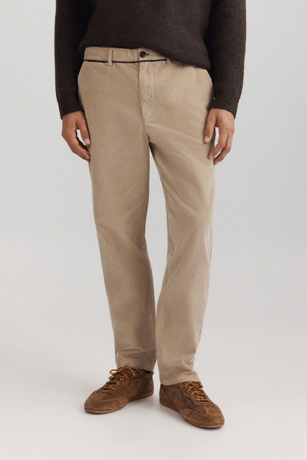 Springfield Pantalon chino en micropolaire slim fit gris