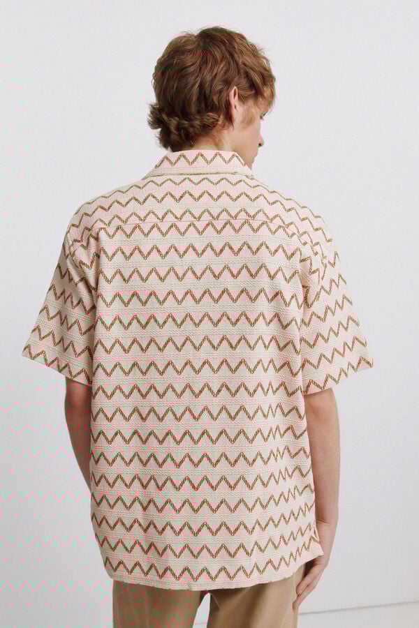 Springfield Printed jersey bowling shirt white