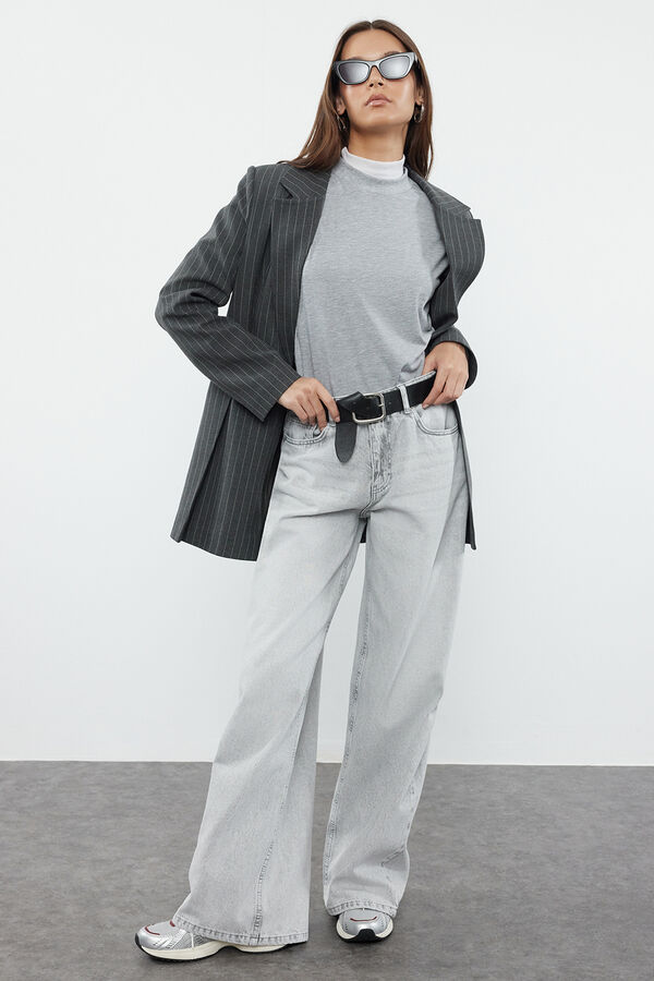 Trendyol Jeans wide leg de cintura alta cinzento