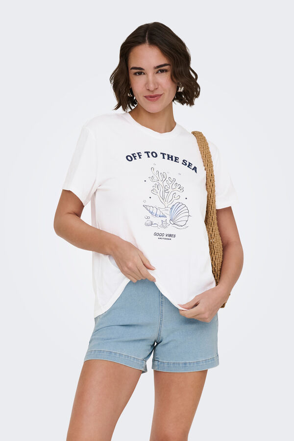 Only Printed front T-shirt white