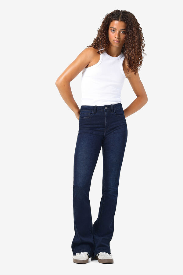 Noisy May Mid- rise bell-bottom jeans blue
