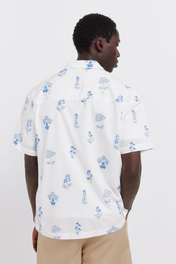 Springfield Floral embroidered short sleeve shirt white