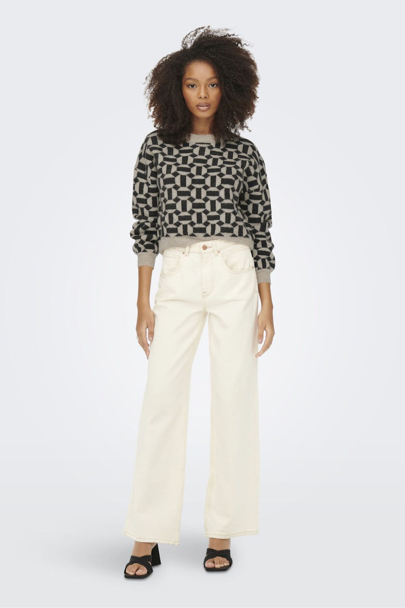 Only Jersey jacquard cuello redondo