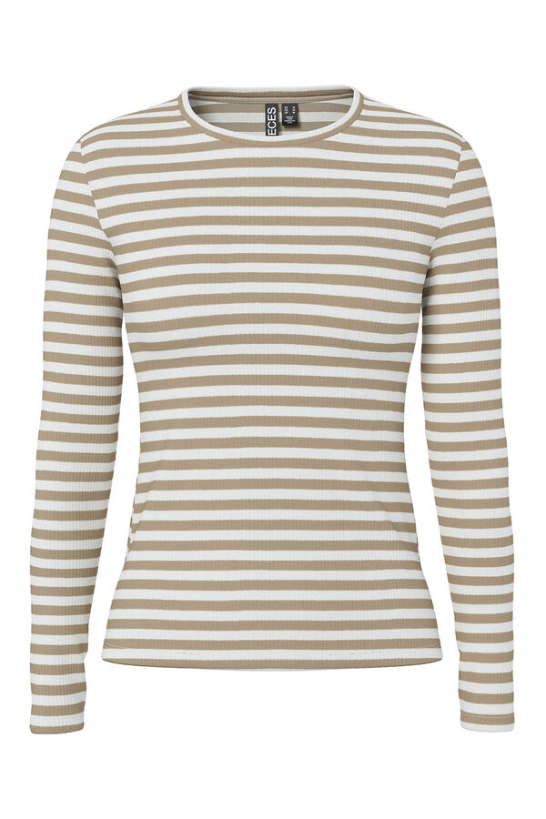 Pieces Ribbed long-sleeve T-shirt nude