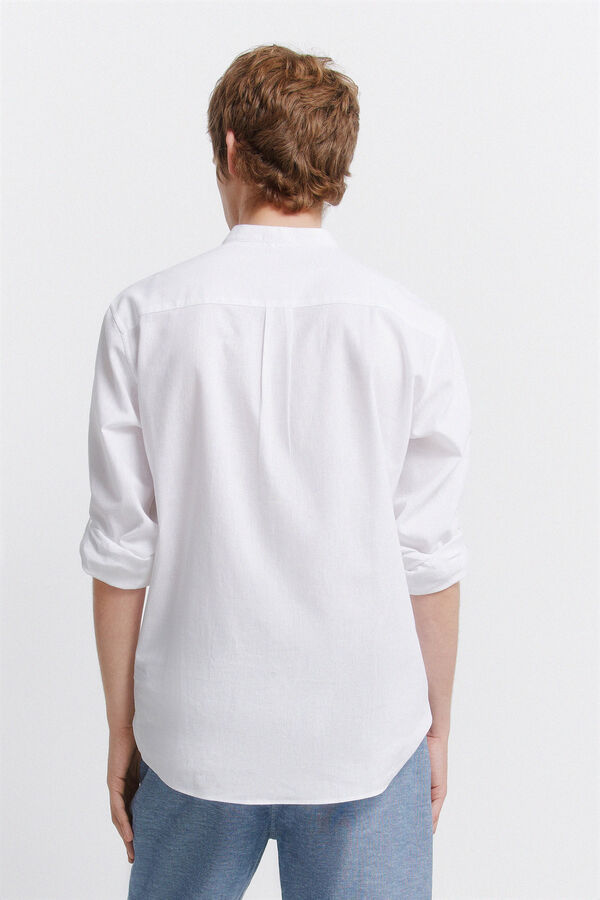 Springfield Linen mandarin collar shirt white