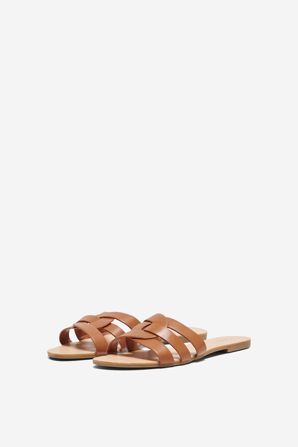Springfield Faux leather flat sandal brown