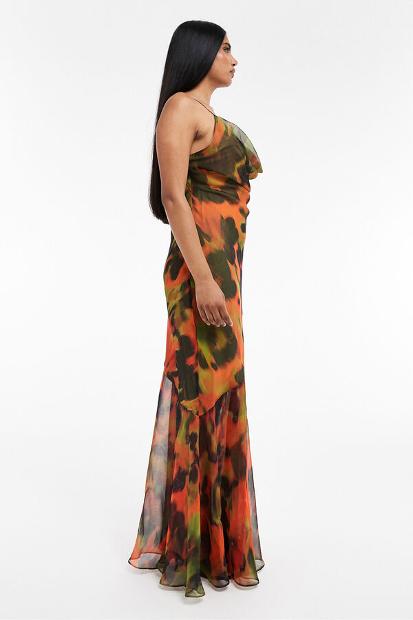 Topshop Long printed dress green