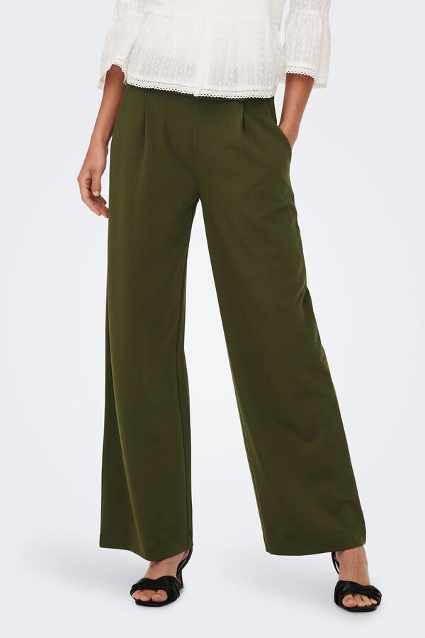 Springfield Long wide-fit trousers zelena