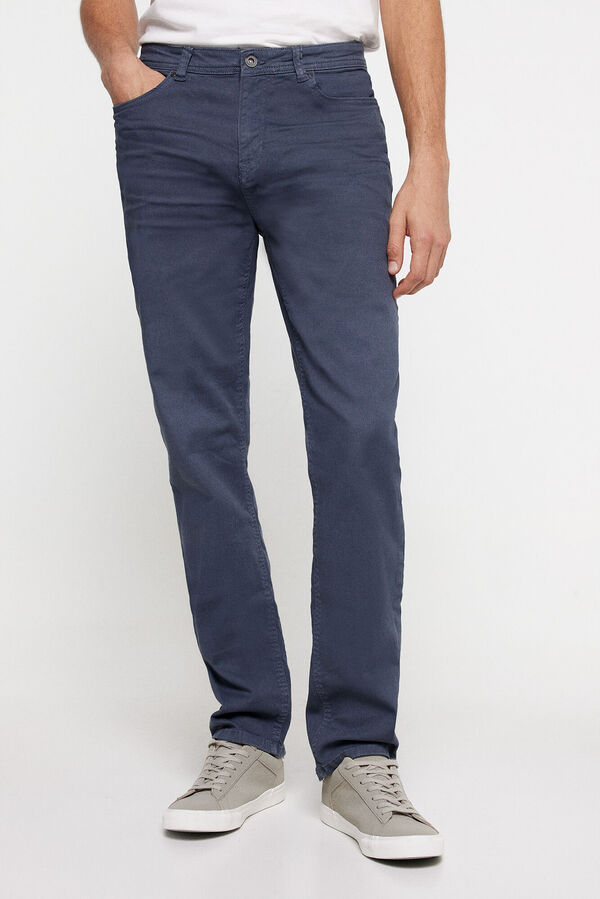 Springfield Regular fit coloured washed 5-pocket trousers steel blue