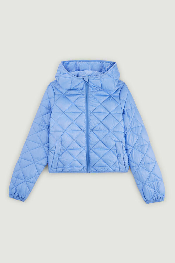 Springfield Light hooded puffer jacket steel blue
