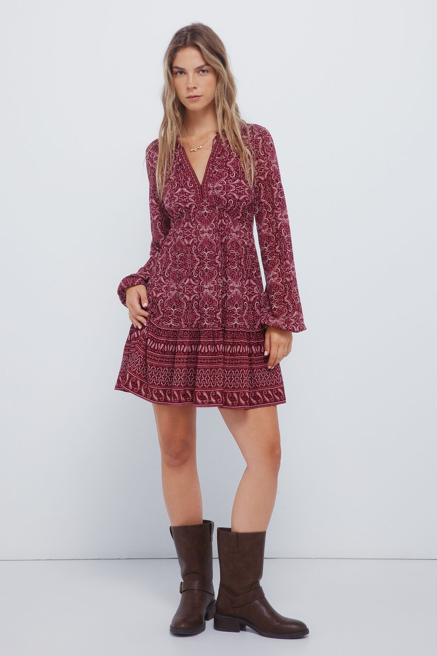 Vestido corto estampado boho