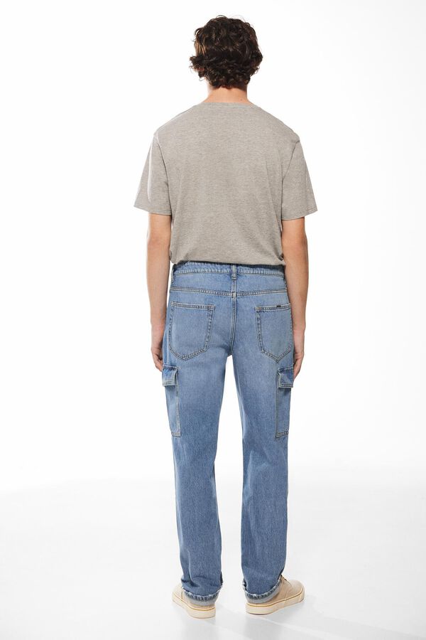 Springfield Medium-wash cargo jeans čeličnoplava