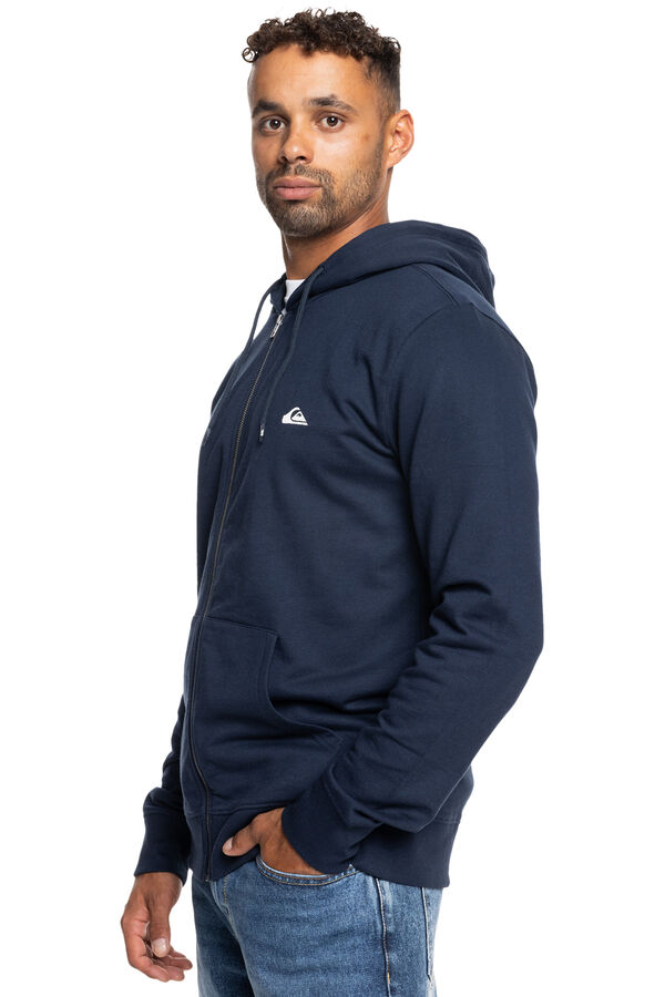 Quiksilver Basic Zip - Sweatshirt com capuz para homem com fecho-&eacute;clair azul