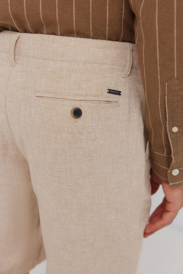 Springfield Bermuda dobby en lin comfort fit camel