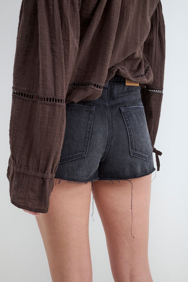 Balmohk Pantal&oacute;n corto desgastado denim negro