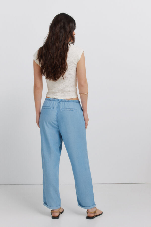 Springfield Tencel denim jogger trousers blue