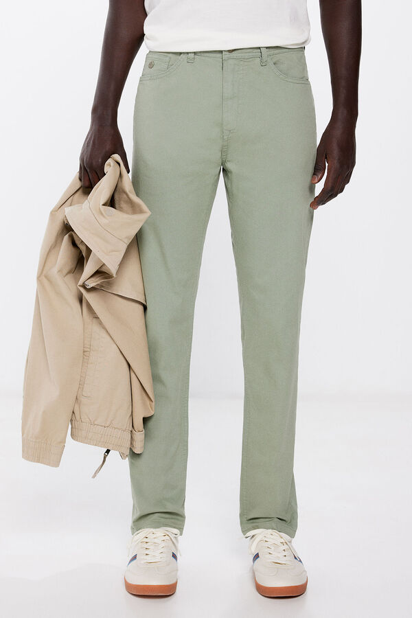 Springfield Slim fit coloured lightweight trousers oil