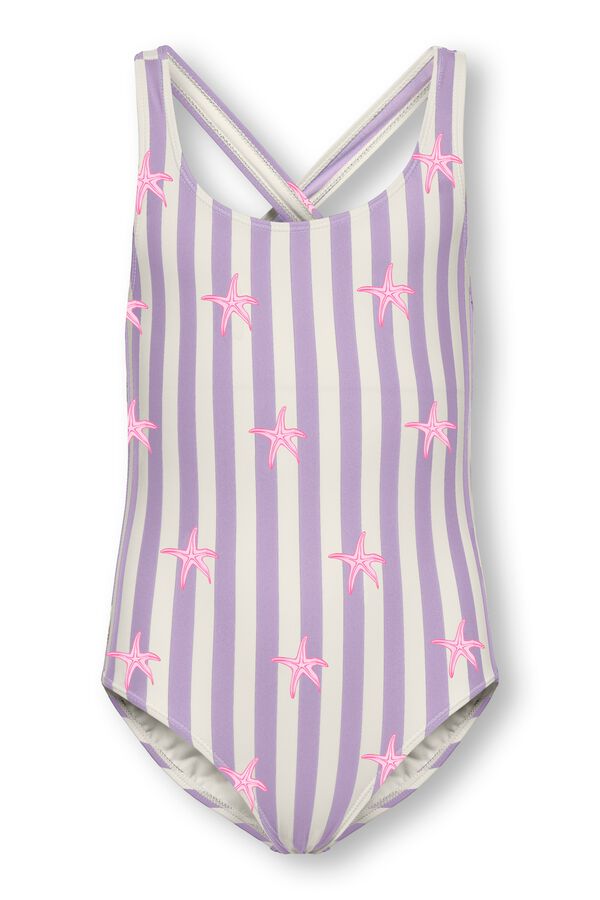 Only Girls Striped starfish print swimwear brown