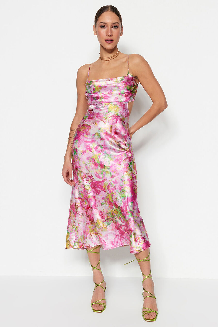 Vestido satinado estampado