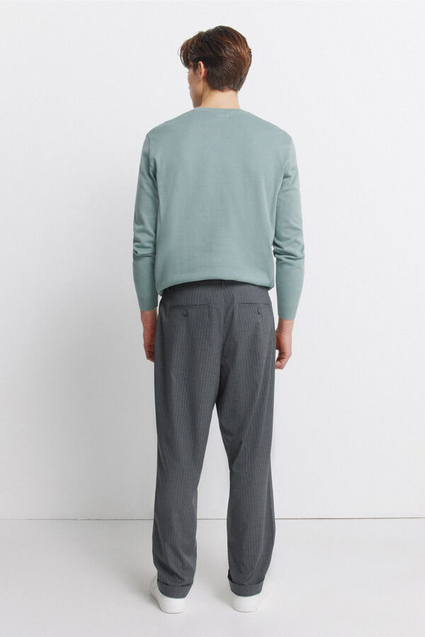 Springfield Relaxed fit striped straight trousers grey