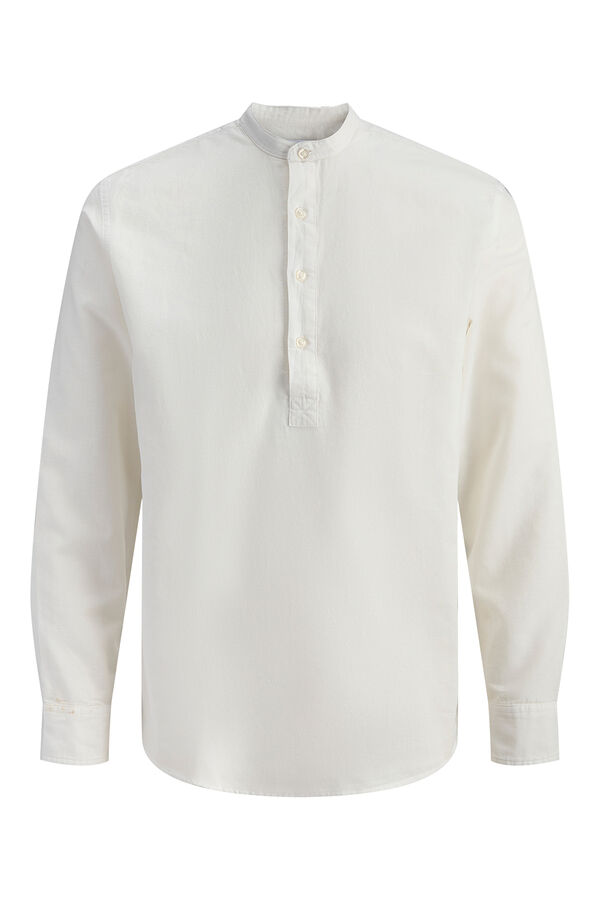Jack & Jones Poplin mandarin collar shirt white