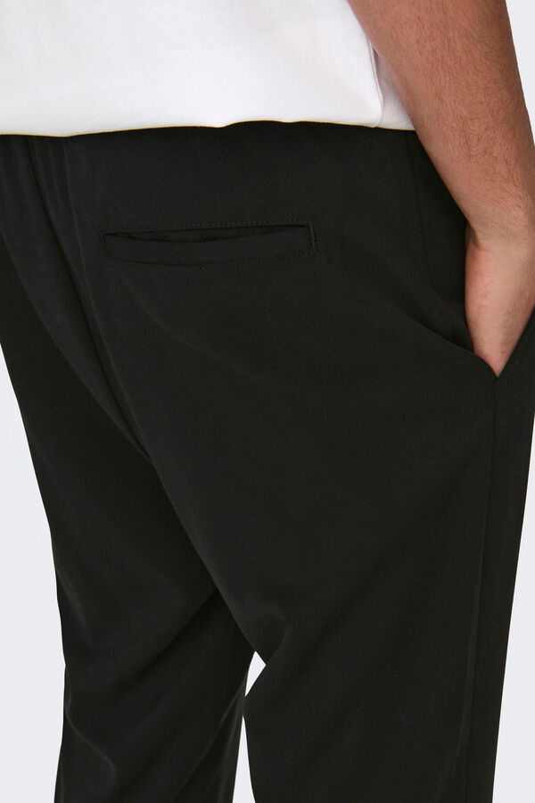 Springfield Pantalón fluído bajo entallado negro
