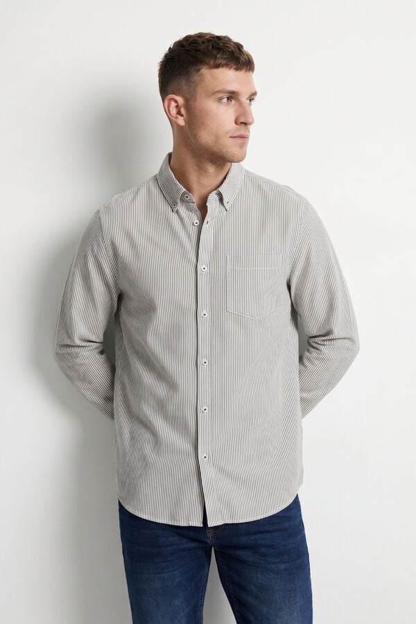 Tiffosi Regular Fit Oxford Striped Shirt green