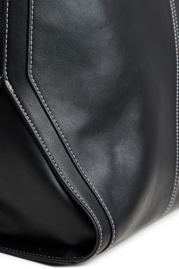 Pieces Mala tote bag efeito pele preto