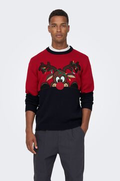 Only & Sons Jersey cuello redondo con print navide&ntilde;o