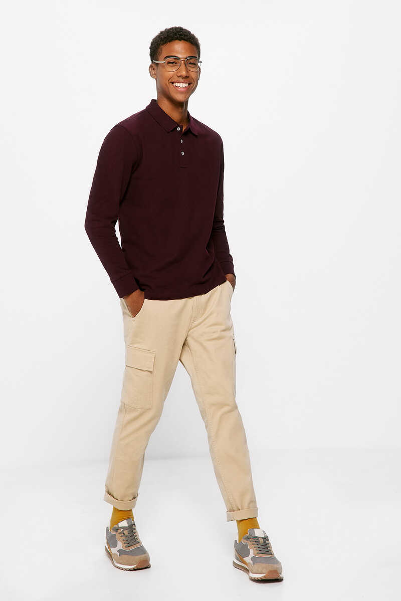 Springfield Springfield long-sleeved essential polo shirt red