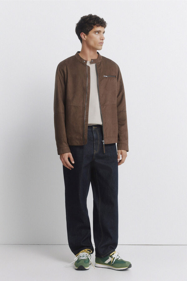 Springfield Suede-effect jacket nude