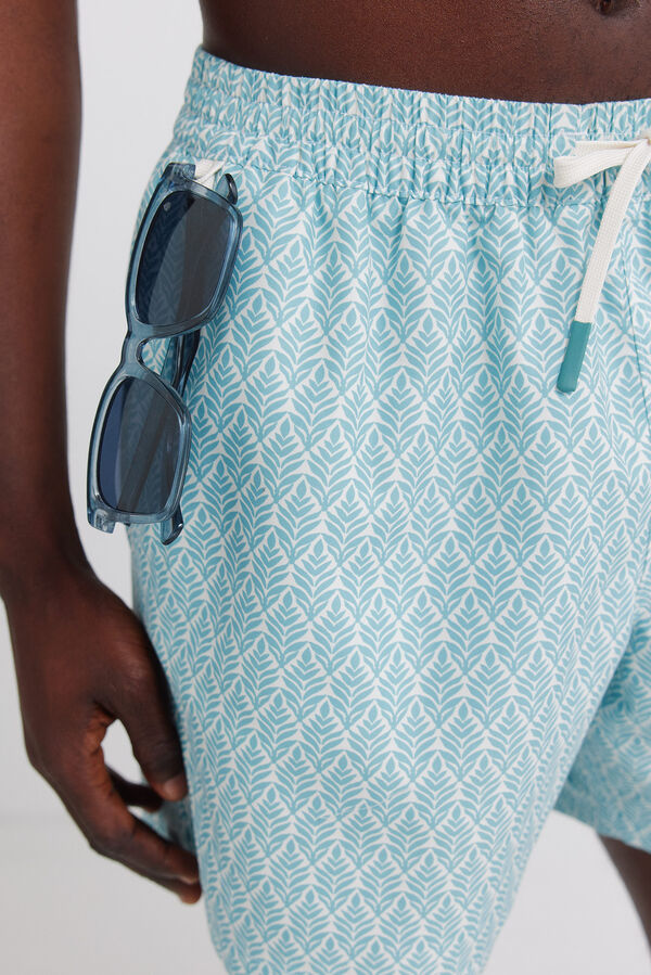 Springfield Fato de banho estampado de folhas azul