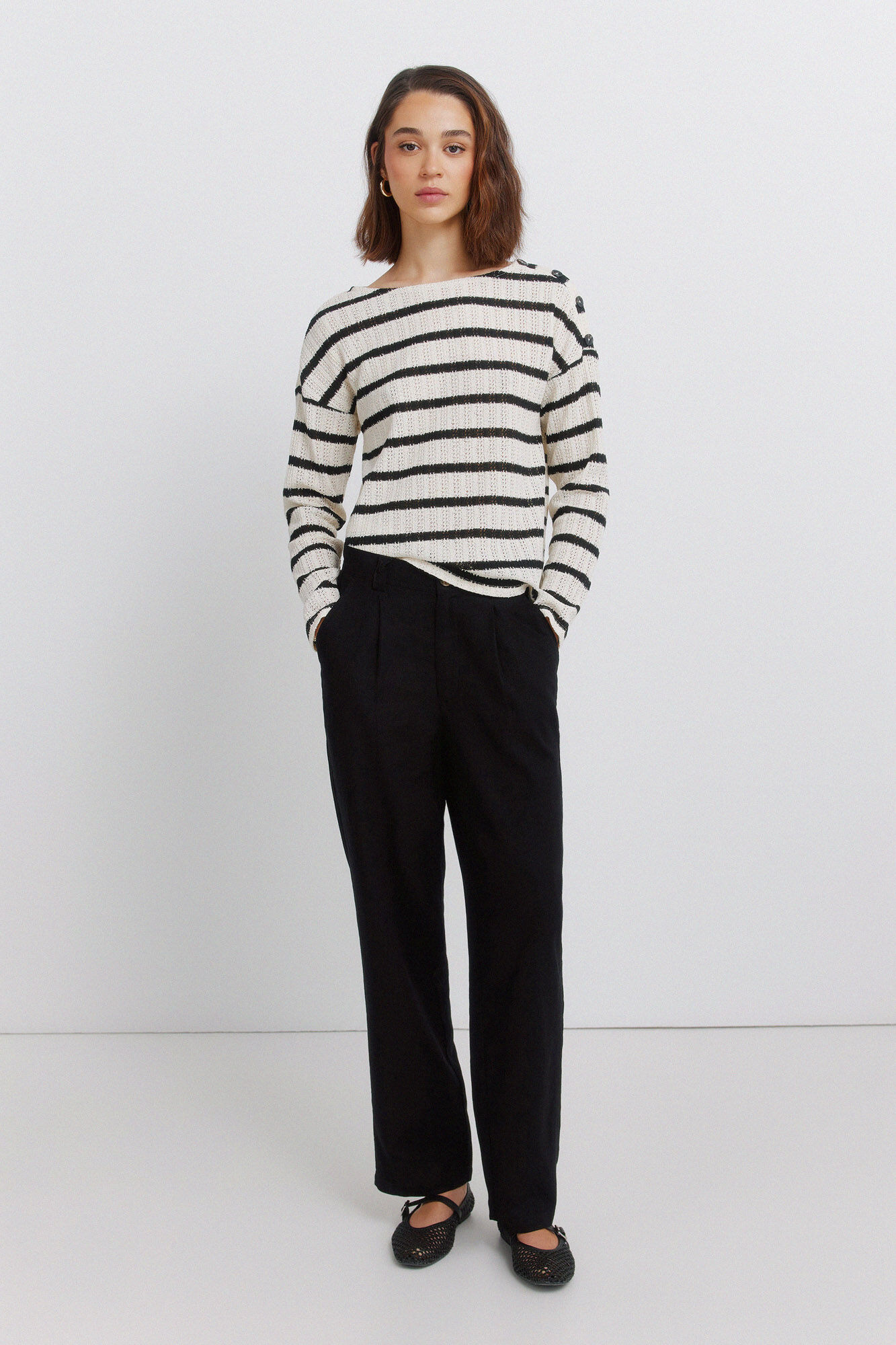 Springfield Striped shoulder buttons T-shirt