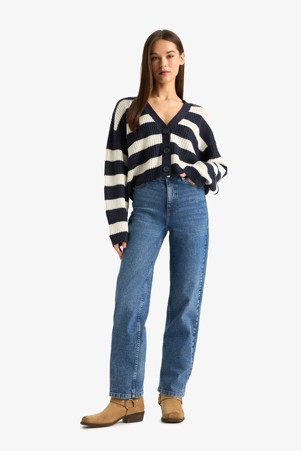 DeFacto C&aacute;rdigan a rayas azul