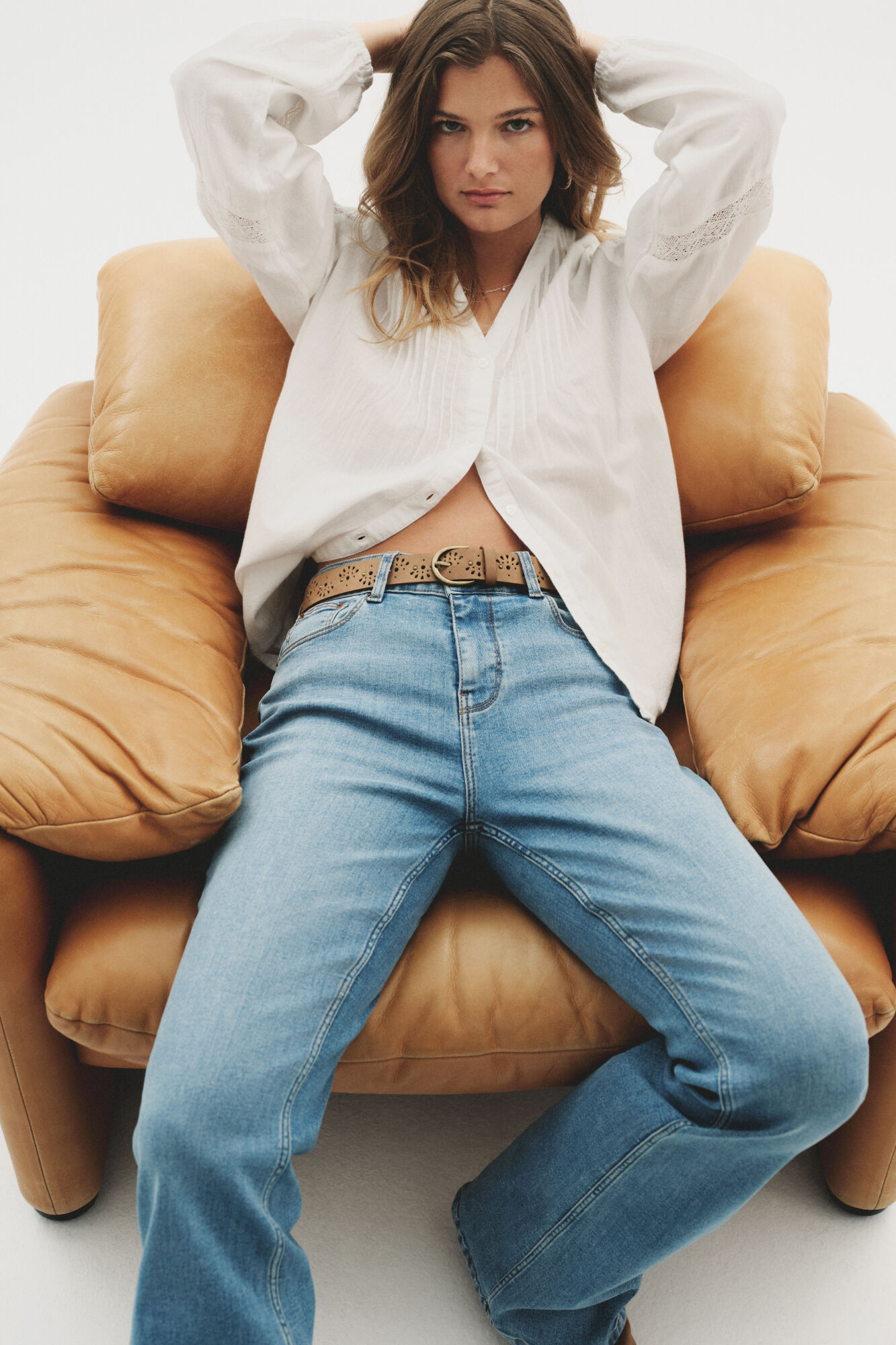 Springfield Pleated blouse with lace sleeves