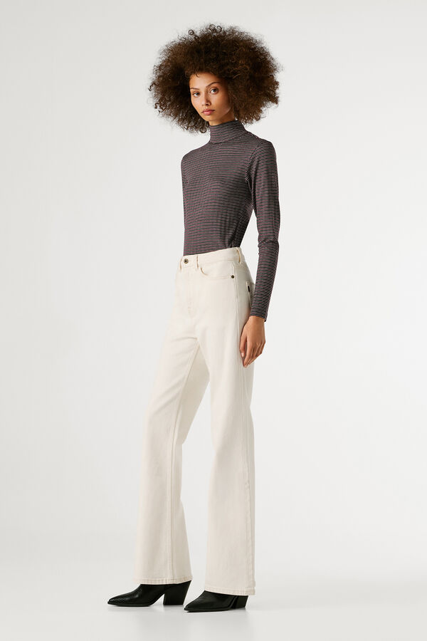 Pepe Jeans Pantal&oacute;n vaquero acampanado tiro alto marfil