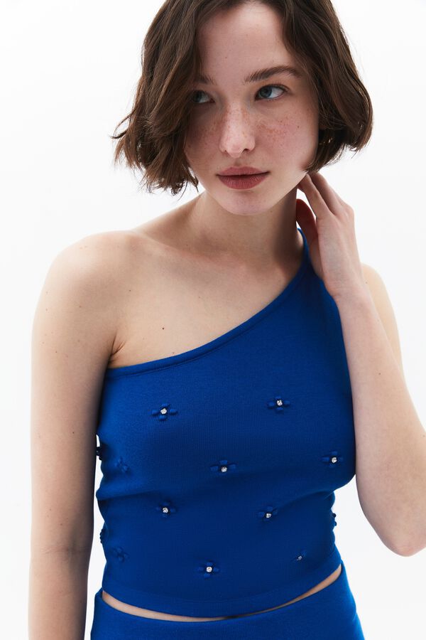 Oxxo One-Shoulder-Top Blau