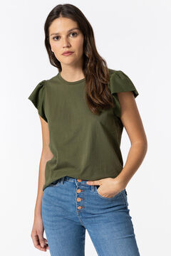 Springfield T-shirt mangas com efeito enrugado verde