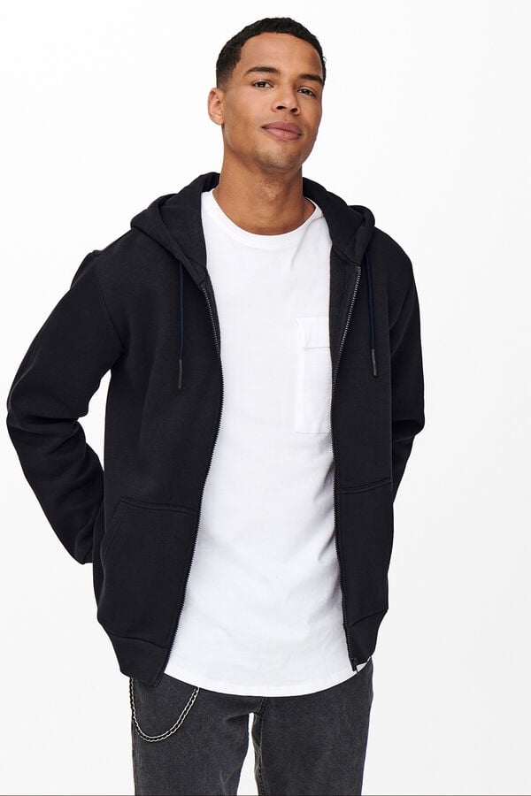 Only & Sons Sweatshirt com fecho-&eacute;clair azul