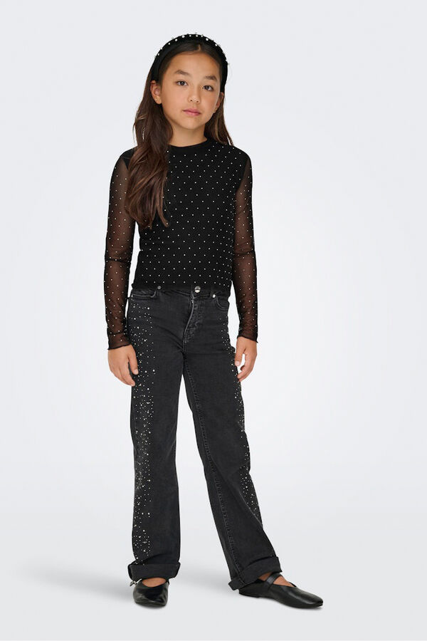 Only Girls Mesh top with sparkle detail noir
