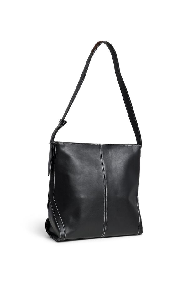 Pieces Mala tote bag efeito pele preto