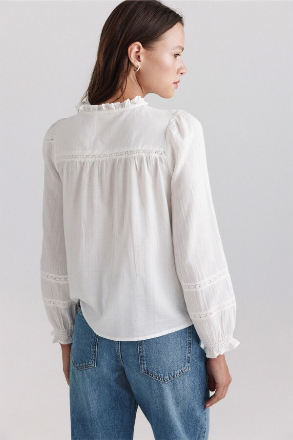 Springfield Romantic ruffle neck blouse printed