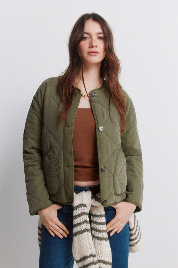 Springfield Green short puffer jacket beige