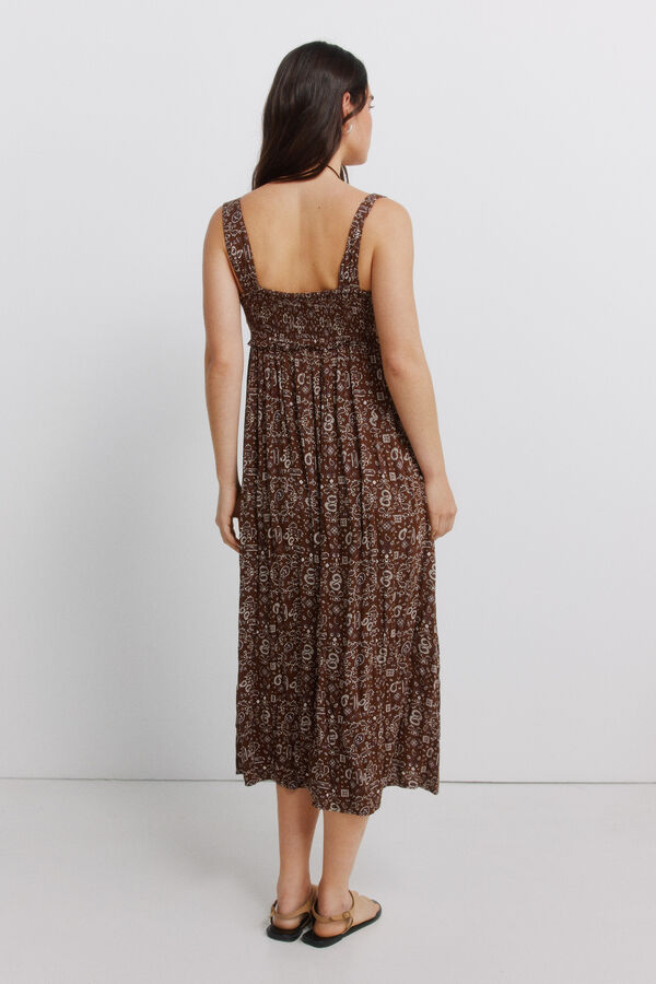 Springfield Robe midi smock&eacute;e &agrave; la poitrine marron