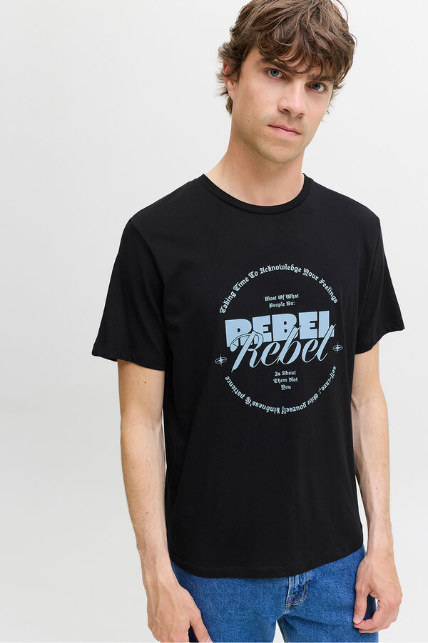 JJ REBEL T-Shirt Regular-Fit Schwarz