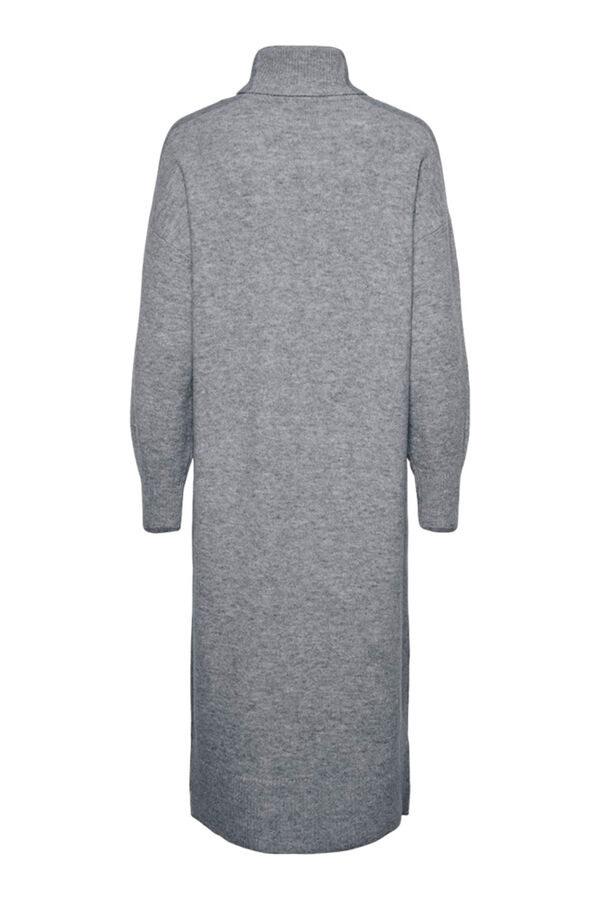 Pieces Vestido midi de malha com gola alta cinzento
